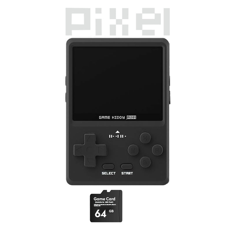 GKD Pixel Handheld Game Console Alloy CNC Body 2.4’’ IPS Screen IUX  Ingenic X1830 128MB DDR2 RAM  Battery 1300mAh Four-Level Power Indicator  Multimedia Media Video Player KeyChain over 34 Emulators with 10K games pre-installed