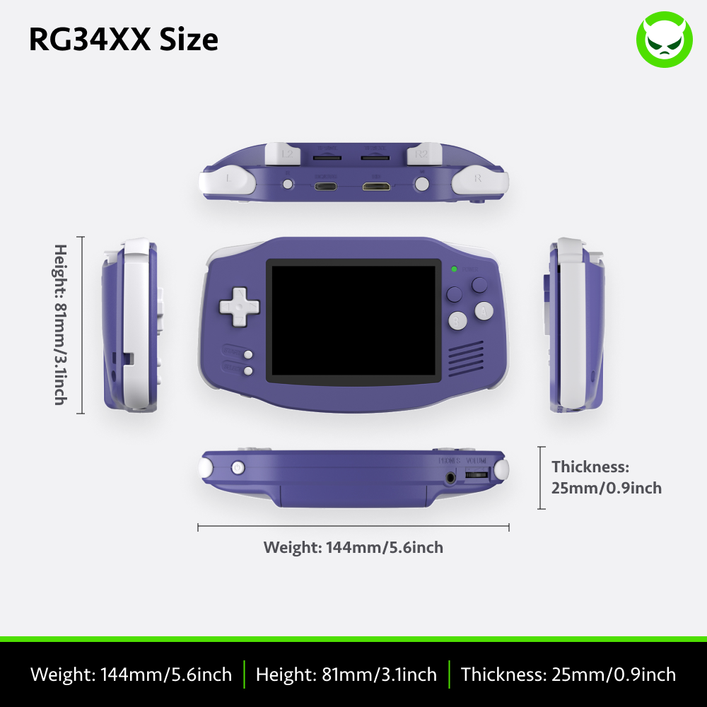 Anbernic RG34XX Handheld Game Console 【28 Emulators & Over 20K Games Pre-installed】