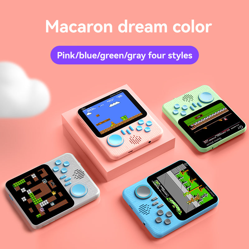 【Family Package】G7 【Buy 1 Get 1 Controller+1 AV Cable+1 USB Cable+1 Type-C Cable】Retro Game Console Handheld Macaron High Quality 3.5 Inch Screen TV Connection Mini Lightweight Game Player For One or Two Player Built in 666 Classic Retro Video Games